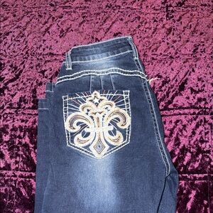 Fashion Nova Navy Denim with Gold Accent